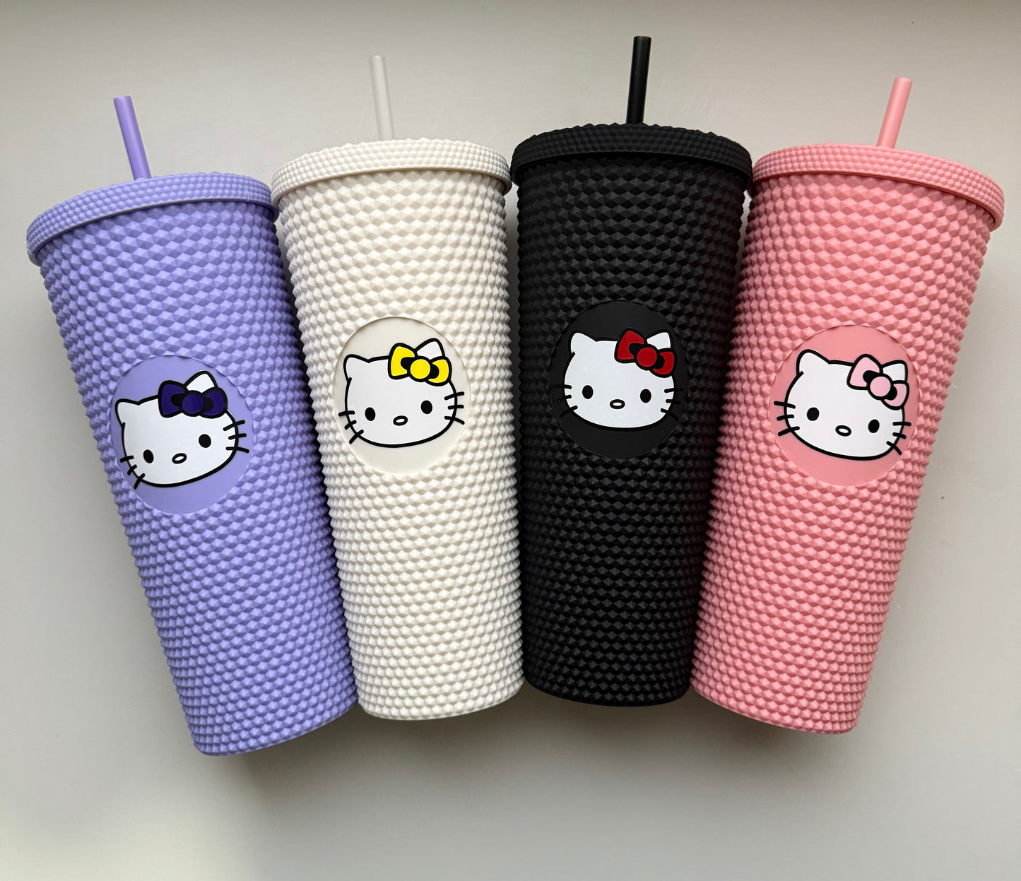 Kitty Kat Studded Tumbler | Light Pink, Purple, Cream, or Black with Kitty Vinyl Sticker